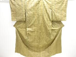 アンティーク　格子織り出し米沢紬着物